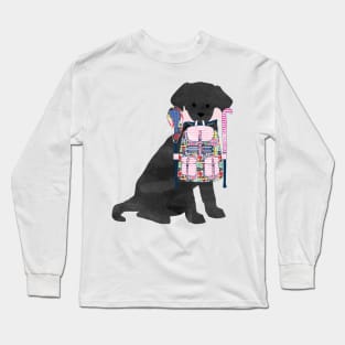 Black Lab Back To School Field Hockey Lacrosse Dog Long Sleeve T-Shirt